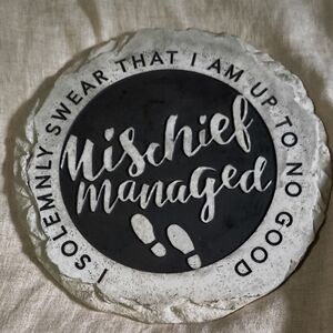 Mischief Managed stone Wall Placque / Garden Steping Stone. Harry Potter Wizard